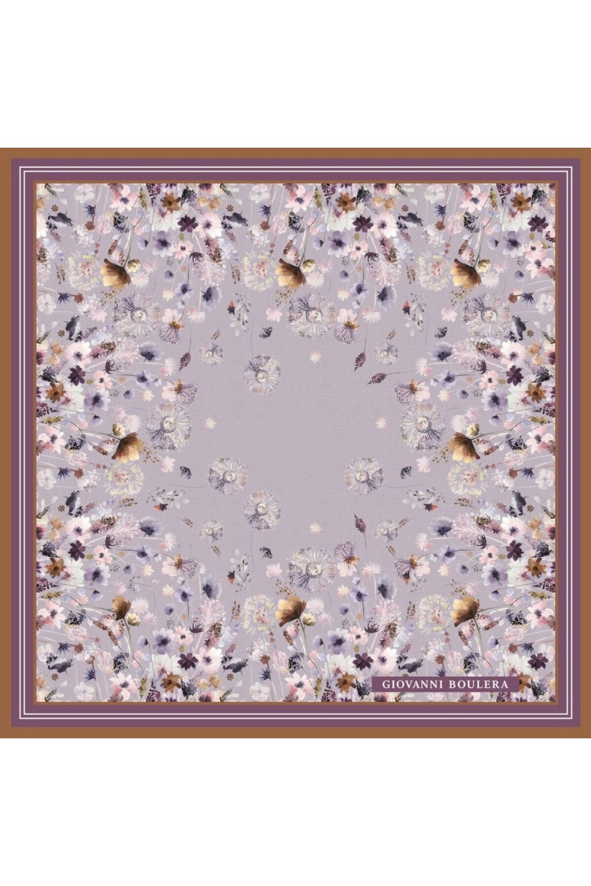 Lilac Ground Floral Print, Double Sided Print, Super Hand Rolled, 16mm 100% Mulberry Twill Silk Scarf