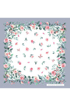 Lilac, White Floral Pattern, Double-Sided Print, Super Hand-Stitched, 16mm 100% Mulberry Twill Silk Shawl, Scarf