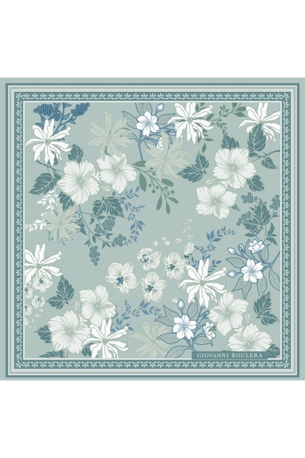 Gri Tonlu Çiçek Desenli,Çift Taraf Baskı,Süper El Dikişi,16 mm Mulberry Twill İpek Şal,Eşarp