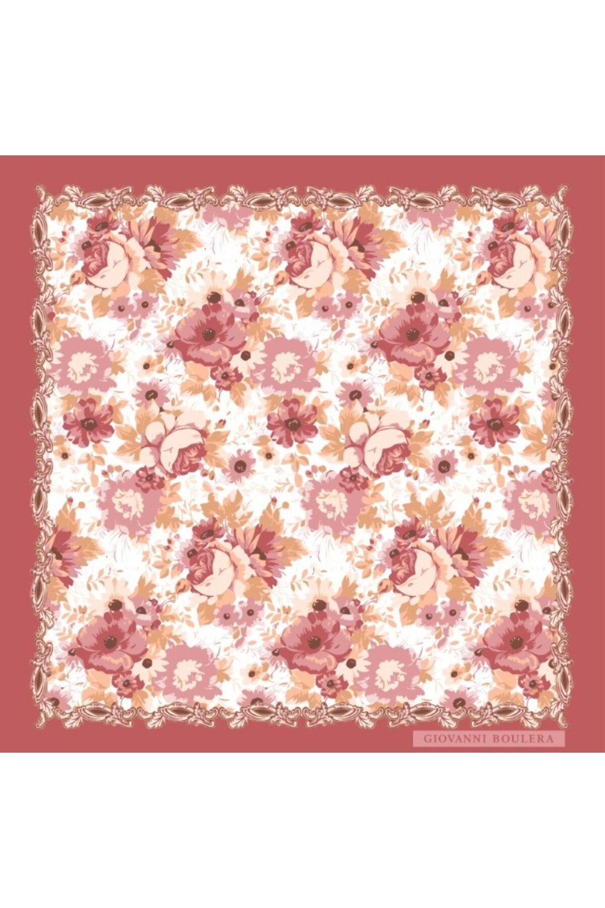 Pink Floral Mulberry Twill Silk Scarf 41006651 65cmx65cm