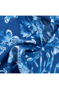Mavi Zeminde Çiçek Desenli,Çift Taraf Baskı,Süper El Dikişi,16 mm Mulberry Twill İpek Fular 4107150