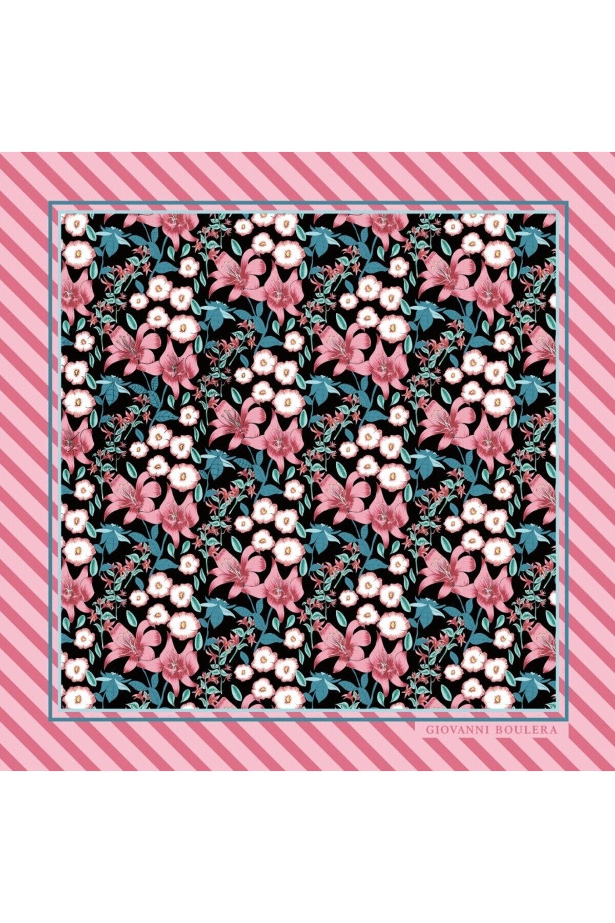 Çiçek Desenli,Çift Taraf Baskı,Süper El Dikişi,16 mm Mulberry Twill İpek Şal,Eşarp