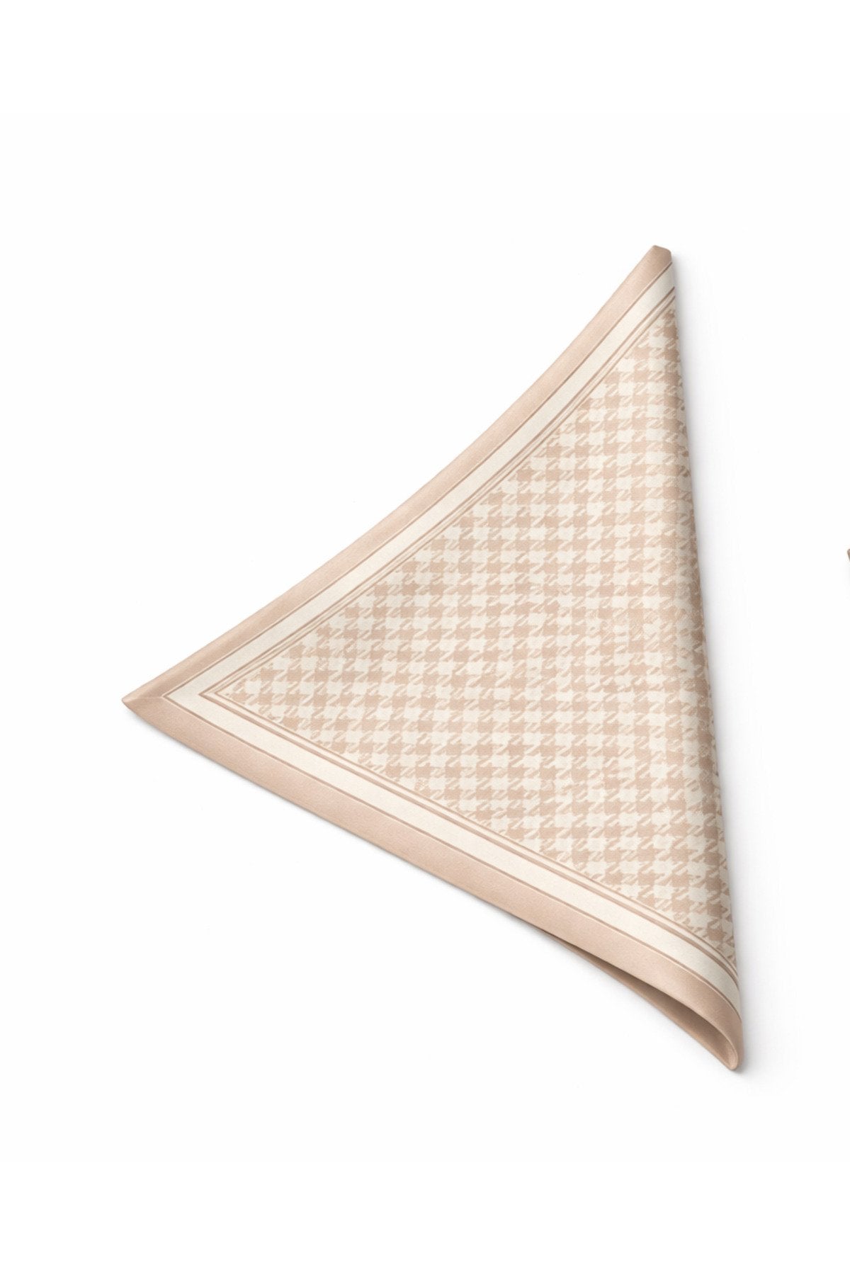 Bordürlü Bej Tonlarla Tasarlanmış Mulberry Twill İpek Eşarp