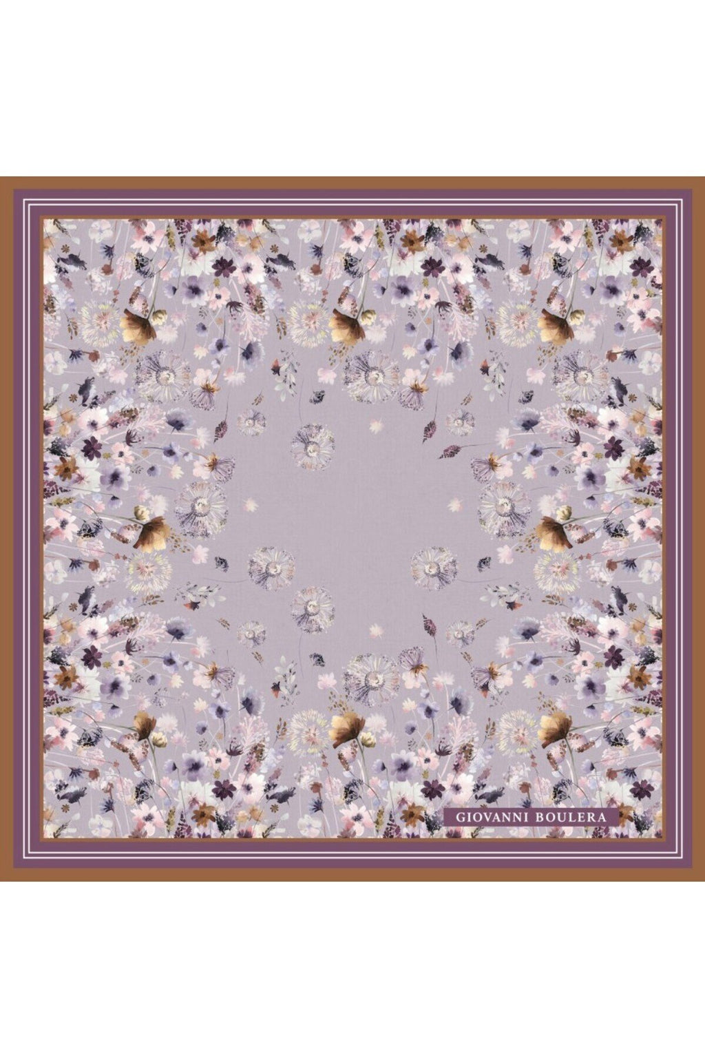 Lilac Ground Floral Print, Double Sided Print, Super Hand Rolled, 16mm 100% Mulberry Twill Silk Scarf
