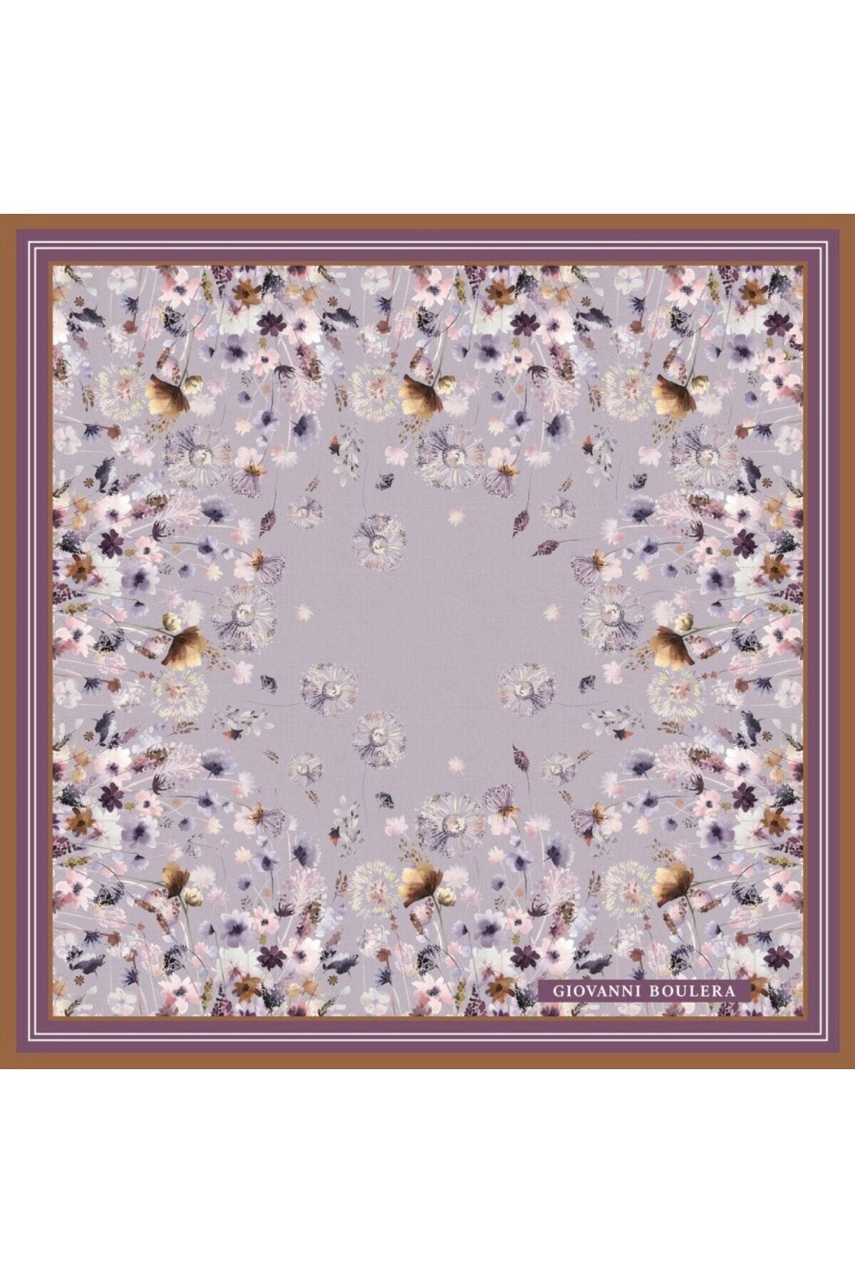 Lilac Ground Floral Print, Double Sided Print, Super Hand Rolled, 16mm 100% Mulberry Twill Silk Scarf