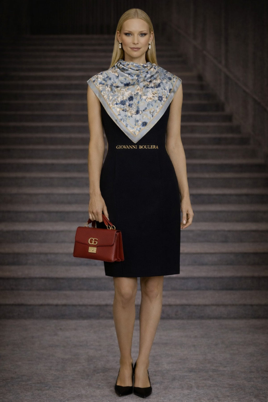 Blue Floral Mulberry Twill Silk Scarf Shawl