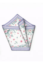 Lilac, White Floral Pattern, Double-Sided Print, Super Hand-Stitched, 16mm 100% Mulberry Twill Silk Shawl, Scarf