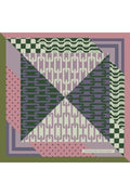 Geometric Patterned, Double-Sided Print, Super Hand-Stitched, 16mm Mulberry Twill Silk Scarf