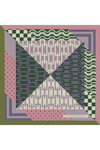 Geometric Patterned, Double-Sided Print, Super Hand-Stitched, 16mm Mulberry Twill Silk Scarf