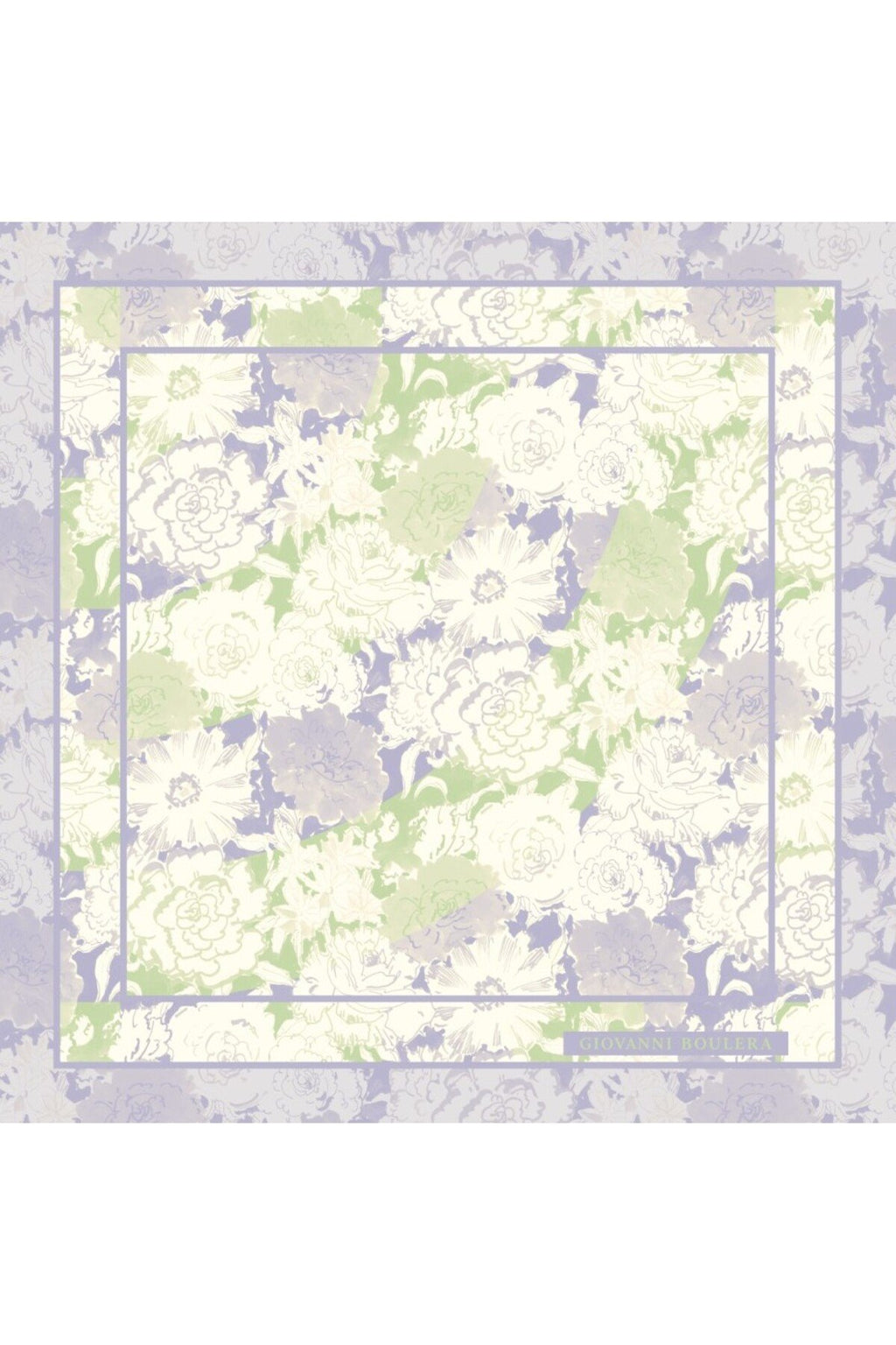 Lilac Floral Print,Double-Sided,Hand-Rolled,16 mm Mulberry Twill Silk Shawl,Scarf