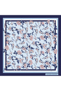 Blue Toned Floral Print, Double-Sided Print, Hand Rolled Edges, 16mm 100% Mulberry Twill Silk Scarf