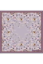 Lilac Floral Print,Double-Sided,Hand-Rolled,16 mm Mulberry Twill Silk Shawl,Scarf