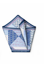 Modern Design Blue Toned Patterned Square Mulberry Twill Silk Scarf Shawl