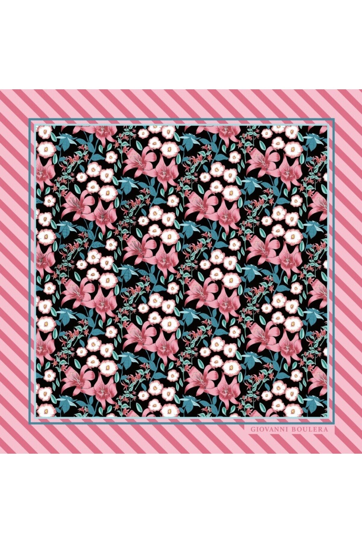 Floral Print,Double-Sided Print,Super Hand-Stitched,16mm Mulberry Twill Silk Scarf,Shawl