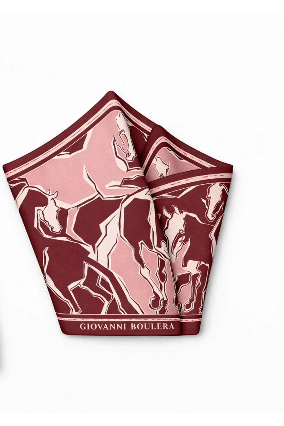 Thai Patterned Burgundy, Double-Sided Print, Super Hand-Stitched, 16mm 100% Mulberry Twill Silk Scarf