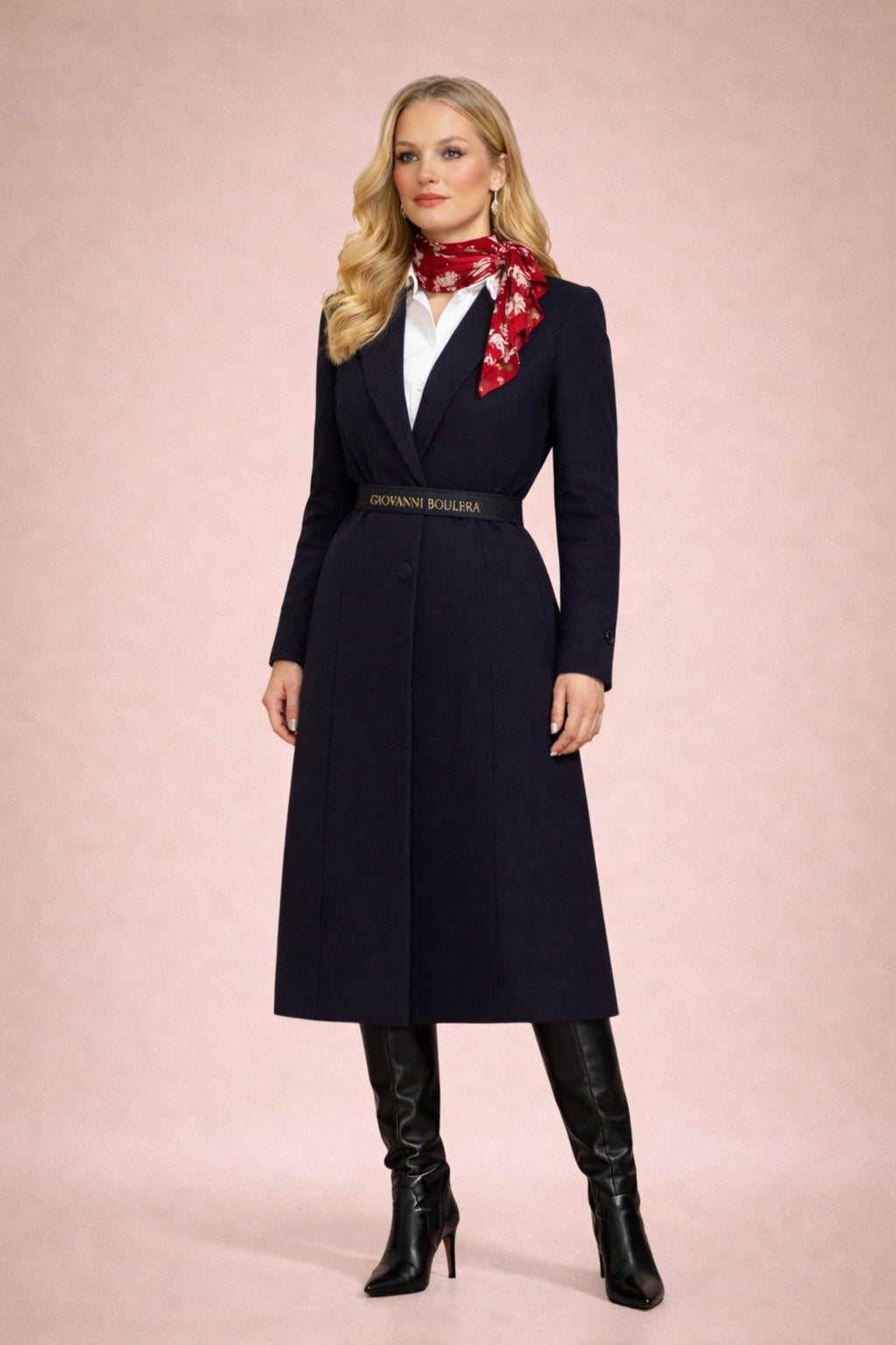 Kırmızı Çiçek Desenli Kadın Mulberry Twill İpek Fular 50cm x 50 cm
