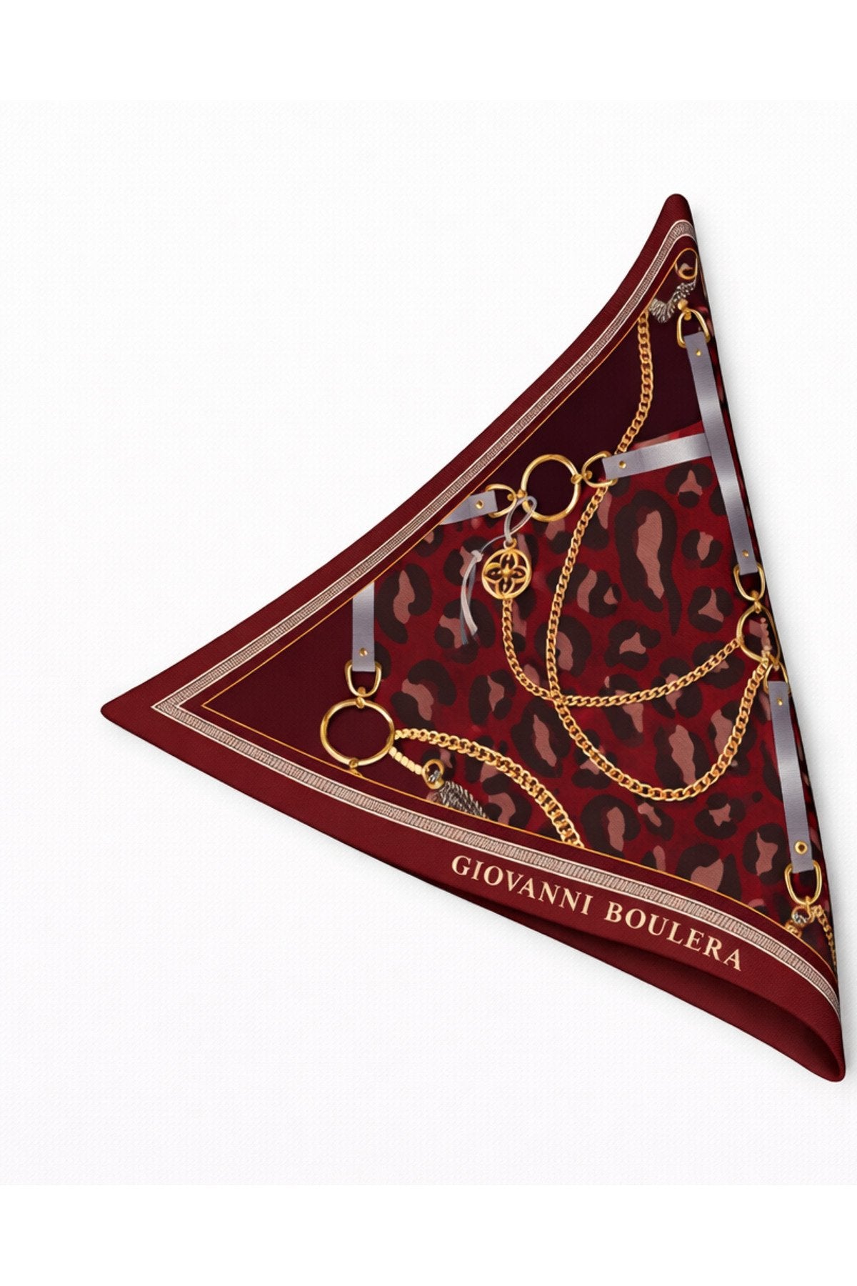 Gold Chain Pattern Double-Sided Print, Super Hand-Stitched, 16 mm Mulberry Twill Silk Scarf,