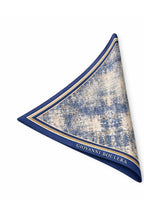 Mavi Dokulu,Çift Taraf Baskı ,Süper El Dikişi,16 mm %100 Mulberry Twill İpek Şal,Eşarp