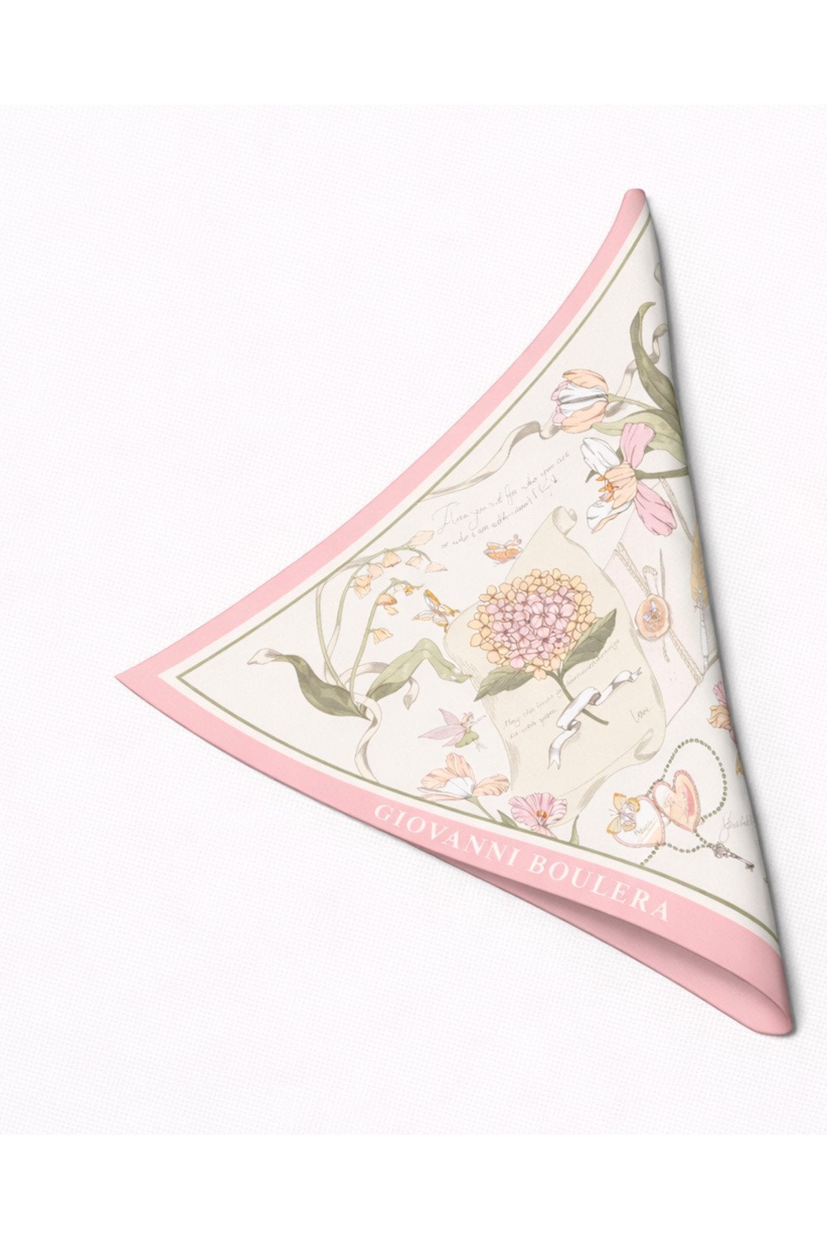 Pink Floral Print,Double-Sided Print,Hand Rolled Hem,16 momme Mulberry Twill Silk Shawl,Scarf