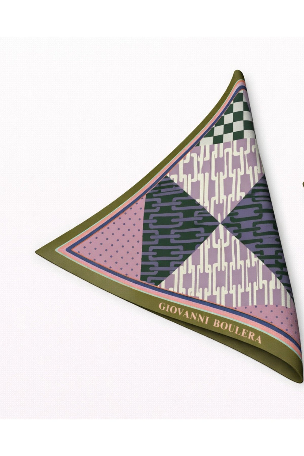 Geometric Patterned, Double-Sided Print, Super Hand-Stitched, 16mm Mulberry Twill Silk Scarf