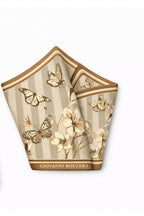 Butterfly and Floral Patterned, Double-Sided Print, Super Hand-Stitched, 16 mm 100% Mulberry Twill Silk Scarf