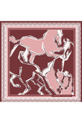 Thai Patterned Burgundy, Double-Sided Print, Super Hand-Stitched, 16mm 100% Mulberry Twill Silk Scarf