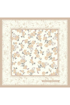 Cream Base Floral Pattern Double-Sided Print, Super Hand-Rolled Hem, 16mm Mulberry Twill Silk Scarf