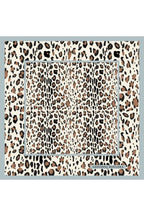 Leopard Print, Double-Sided Print, Super Hand-Stitched, 16 mm 100% Mulberry Twill Silk Scarf