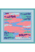 Mavi Pembe Desenli,Çift Taraf Baskı,Süper El Dikişi,16 mm Mulberry Twill İpek Şal,Eşarp