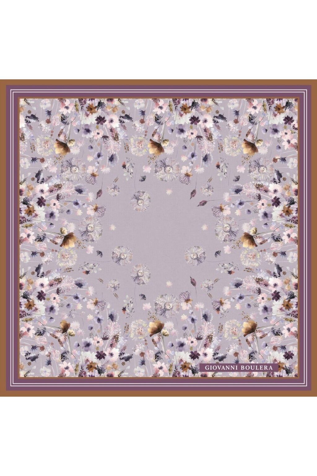 Lilac Tones, Double-Sided Print, Super Hand-Rolled Hem, 16mm 100% Mulberry Twill Silk Scarf