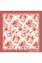 Pembe Çiçek Desenli Mulberry Twill İpek Fular 4100665-F 65cmx65cm