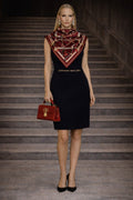 Burgundy, Chain Pattern Mulberry Twill Silk Scarf 41005651 65cmx65cm