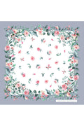 Lilac, White Floral Pattern, Double-Sided Print, Super Hand-Stitched, 16mm 100% Mulberry Twill Silk Shawl, Scarf
