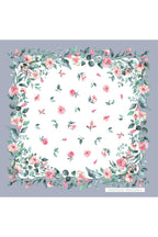Lilac, White Floral Pattern, Double-Sided Print, Super Hand-Stitched, 16mm 100% Mulberry Twill Silk Shawl, Scarf