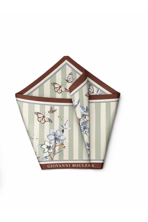 Mulberry Twill Silk Scarf with Butterfly Print in Different Colors