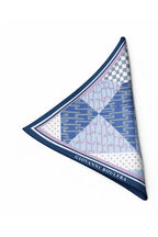 Modern Tasarım Mavi Tonlu Desenli Kare Mulberry Twill İpek Eşarp Şal