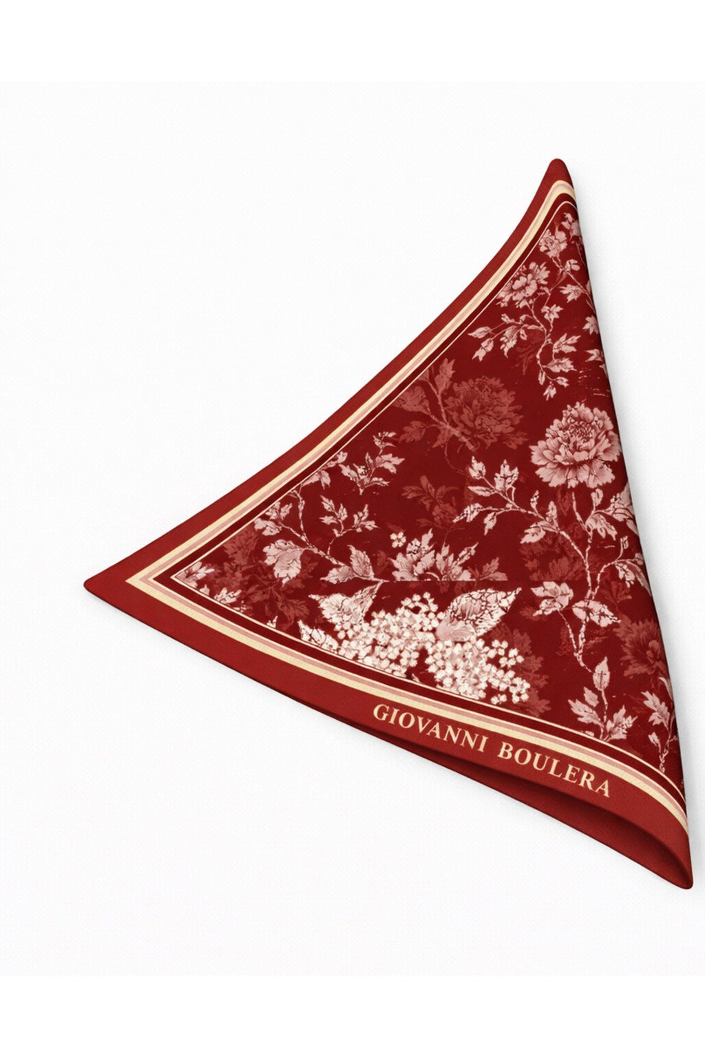 Floral Patterned Burgundy, Double-Sided Print, Super Hand-Stitched, 16mm 100% Mulberry Twill Silk Scarf