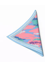 Blue Pink Patterned, Double-Sided Print, Super Hand Stitched, 16 mm Mulberry Twill Silk Shawl, Scarf