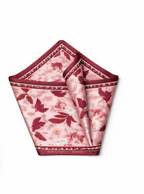 Pembe ve Kırmızı Çiçek Desenli Mulberry İpek Eşarp Giovanni Boulera 4303865 65cmx65cm