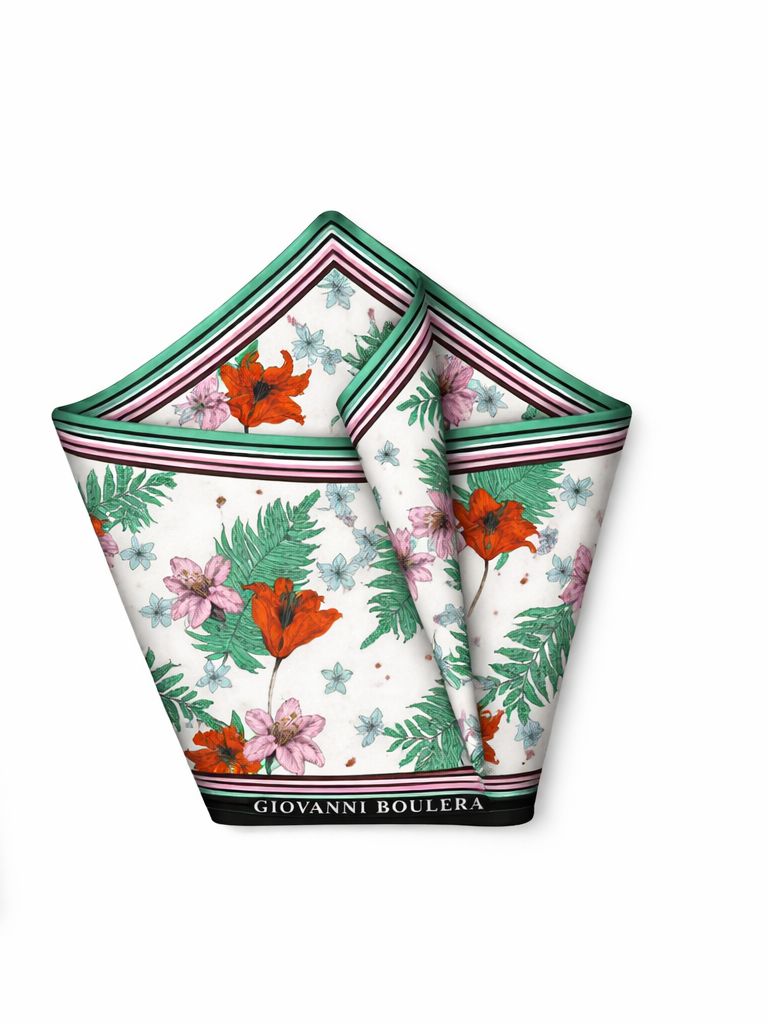 Çiçek Desenli Mulberry İpek Eşarp Giovanni Boulera 4303965 65cmx65cm