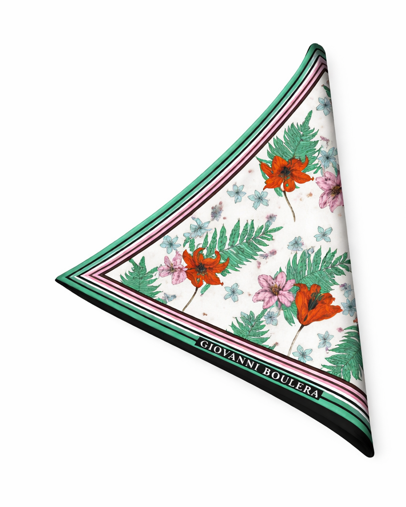 Çiçek Desenli Mulberry İpek Eşarp Giovanni Boulera 4303965 65cmx65cm