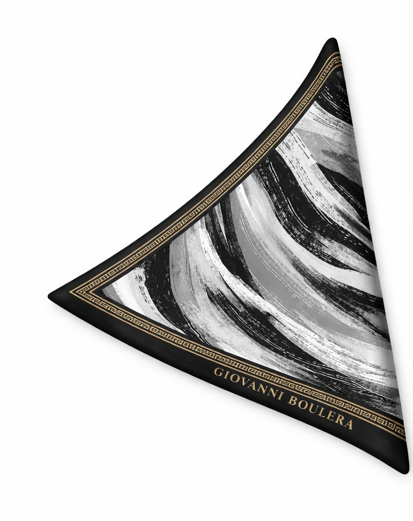 Black and White Silk Scarf Foulard Giovanni Boulera 4406950 50cmx50cm