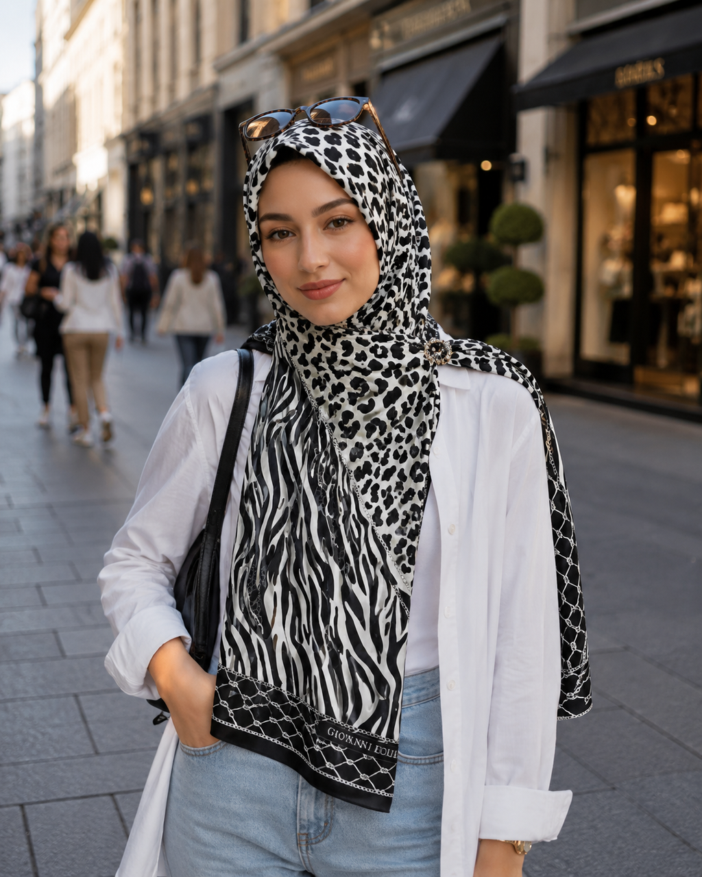 Premium tonlarıyla tasarlanan bu seçkin eşarp, etkileyici desenleri ve büyüleyici figürleriyle sofistike bir görünüm sunar. Güçlü renk geçişleri ve modern detaylarla zenginleştirilen tasarımı, stiline zarafet katmak isteyen kadınlar için benzersiz bir seçim oluşturur.
Yüksek kaliteli kumaşı sayesinde son derece yumuşak, hafif ve konforlu bir kullanım sağlayan bu özel aksesuar; günlük kombinlerden davet şıklığına kadar her stile kusursuz şekilde uyum sağlar. 90 cm x 90 cm