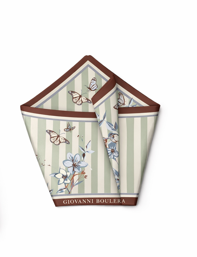 Kelebek Desenli Mulberry Twill İpek Eşarp Giovanni Boulera 4304865 65cmx65cm