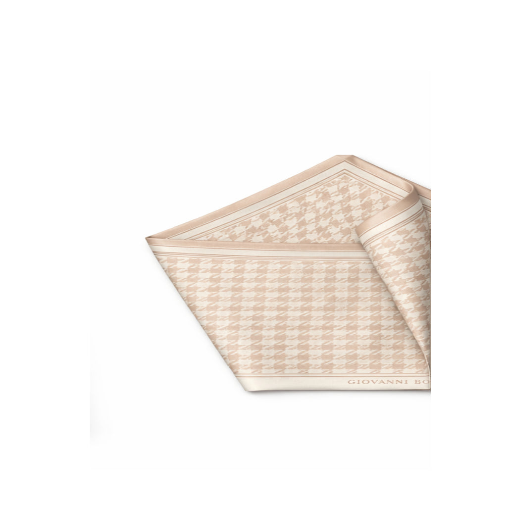 Bej Tonlarda Bordurlu Mulberry İpek Eşarp Giovanni Boulera 4304965 65cmx65cm