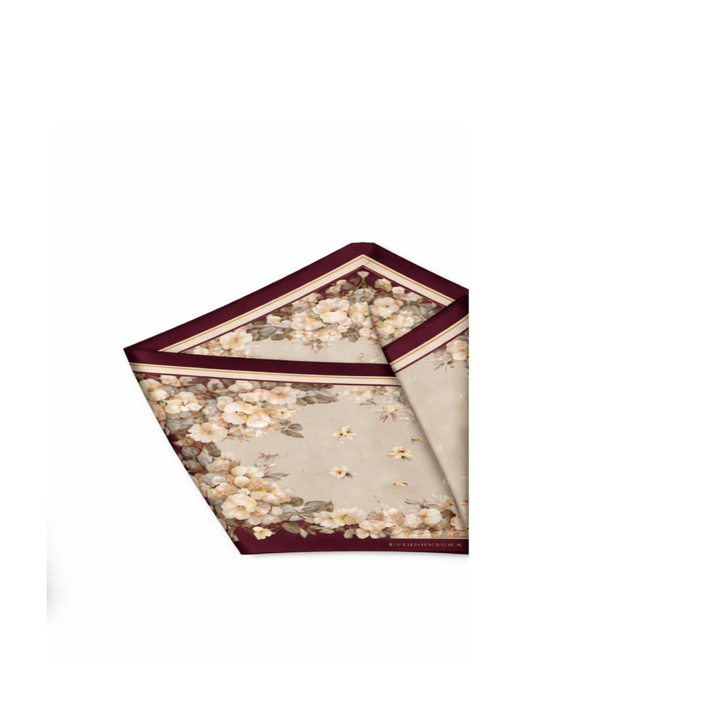 Zarif Çiçek Desenli Mulberry İpek Eşarp Giovanni Boulera 4305065 65cmx65cm