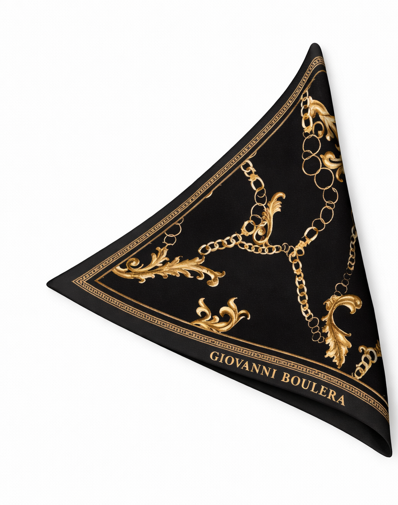 Zincir Desenli İpek Eşarp Giovanni Boulera 4100265 65 cm x 65 cm